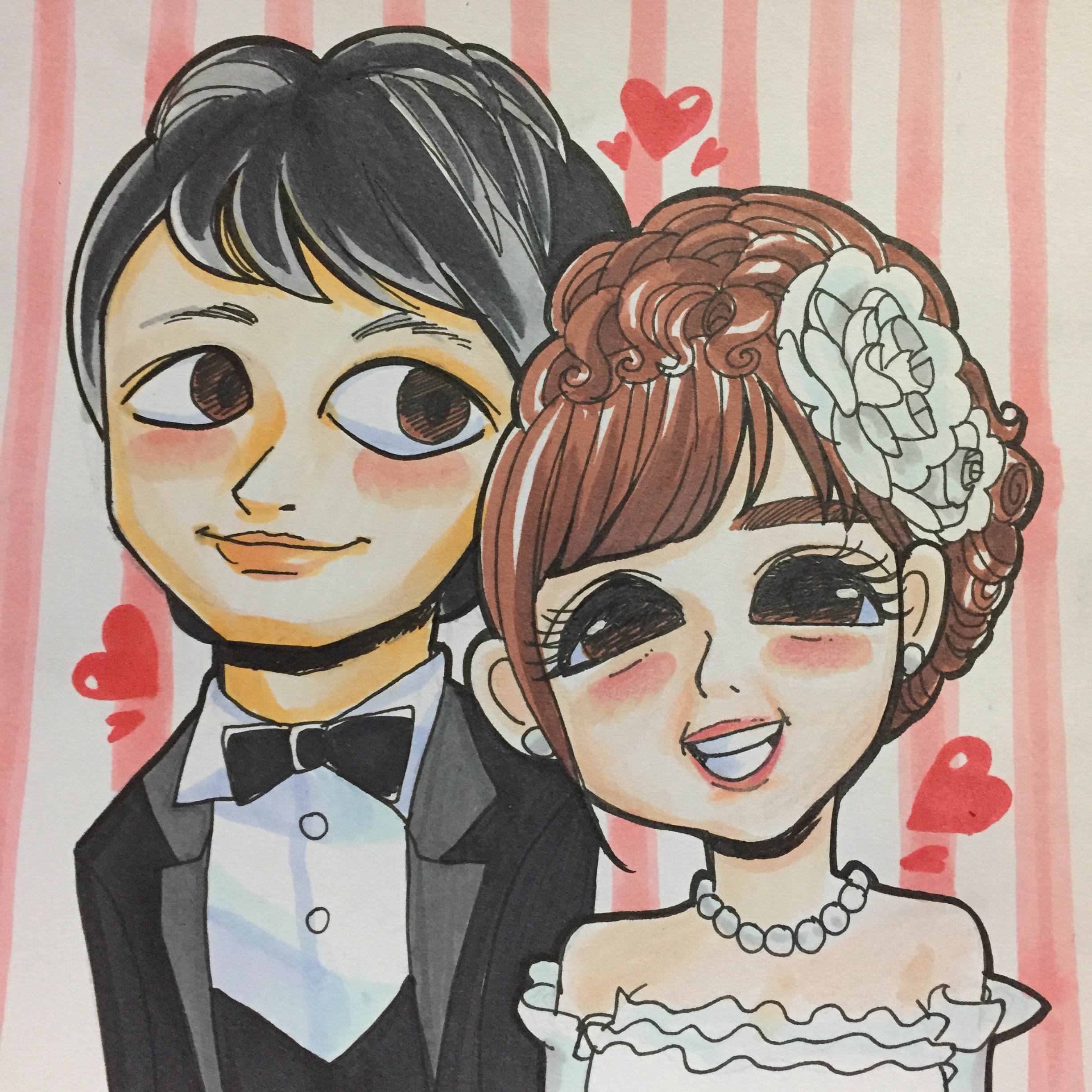 似顔絵オーダー　　めんち　色紙　4名様