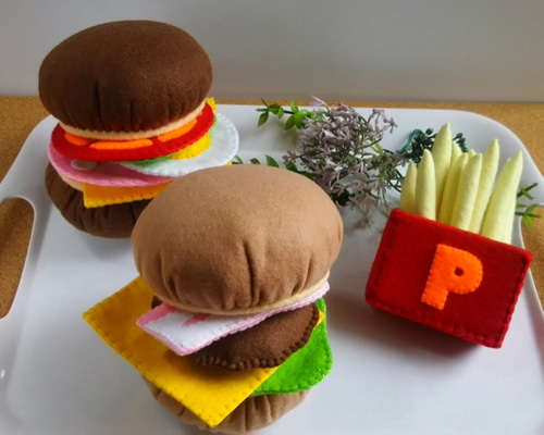 26 フェルトままごと　ハンバーガー　オーダーページ 26 フェルトままごと ハンバーガー オーダーページ フェルトおままごと