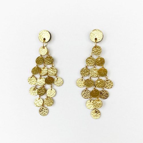 UROKO Gold L】 牛革の軽いキラキラピアス イヤリング変更可能  