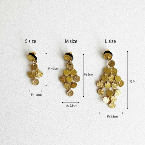 UROKO Gold L】 牛革の軽いキラキラピアス イヤリング変更可能  