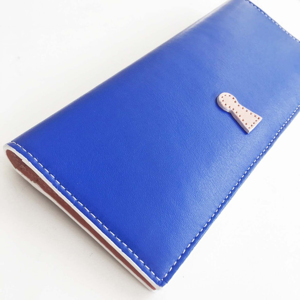 鮮やかブルー　牛革の薄い長財布 3枚目の画像