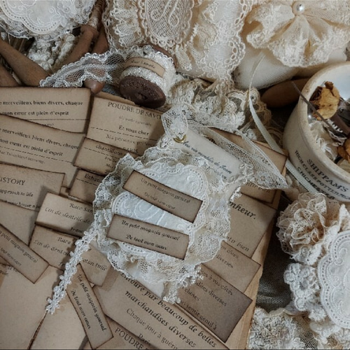 アンティークラベル ハンドメイド 紙 コーヒー染め 20枚 コラージュ  