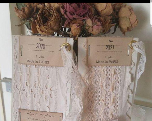 アンティークレース、レースサンプル2枚、アンティークホワイト