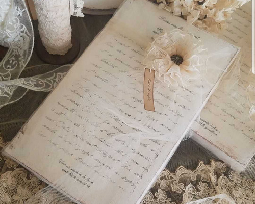 アンティーク風洋書コサージュチュールレースフレンチシャビーレトロ