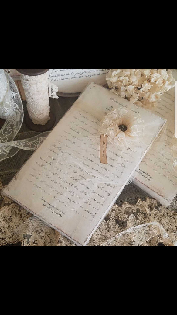 アンティーク風洋書コサージュチュールレースフレンチシャビーレトロ