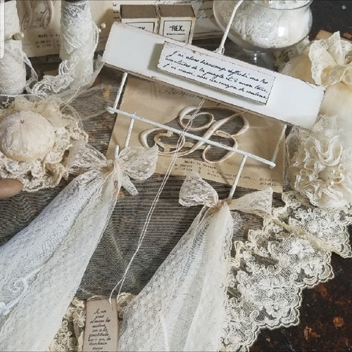 お飾りハンガー　シャビー　シック　ハンドメイド　アンティーク お飾りハンガーシャビーシックハンドメイドアンティーク