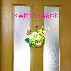 ＊グリーンFlower壁飾り＊造花インテリア 4枚目の画像