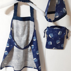 プクプク海のマンボウ　　　子供エプロン、三角巾セット　　男の子　、女の子　　100ｰ110 2枚目の画像