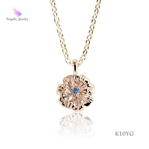 お盆セール❣️ k10YG ダイヤ お花のネックレス 40-9-5 ネックレスK18YG ダイヤモンド0.40ct 四つ葉ペンダント