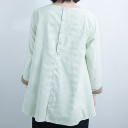 kibunシャツ/若草色と白色ストライプ/長袖〜五分丈 4枚目の画像