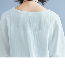 綿麻ｔシャツ　半袖　ゆったり感　３色　ホワイト  ベージュー 新緑色 8枚目の画像