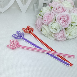 水引しおり猫ちゃん(=^ェ^=)(ピンク、赤、桔梗) しおり・ブックマーク