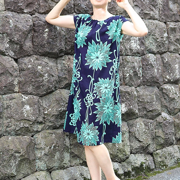 浴衣フレンチスリーブワンピース緑花 夏を先取りSALE! 2枚目の画像