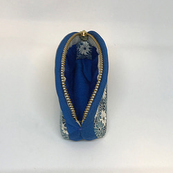 きもの小ポーチ 青花（着物リメイク） 2枚目の画像