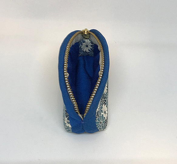 きもの小ポーチ 青花（着物リメイク） 2枚目の画像