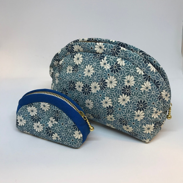 きもの小ポーチ 青花（着物リメイク） 3枚目の画像