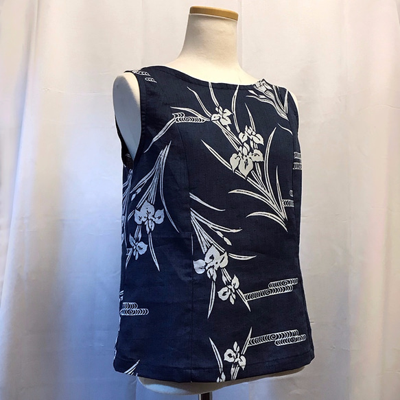 浴衣ノースリーブブラウス 菖蒲と流水文　SALE❗️ 2枚目の画像