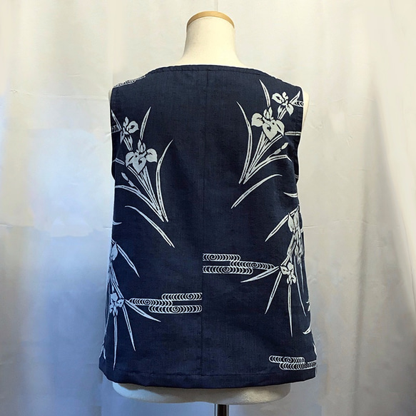 浴衣ノースリーブブラウス 菖蒲と流水文　SALE❗️ 4枚目の画像
