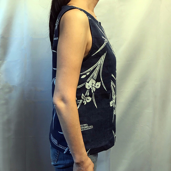 浴衣ノースリーブブラウス 菖蒲と流水文　SALE❗️ 6枚目の画像