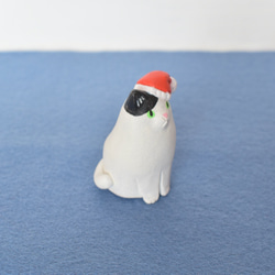 クリスマス☆サンタ帽子のおすわりねこ　黒のブチ 4枚目の画像