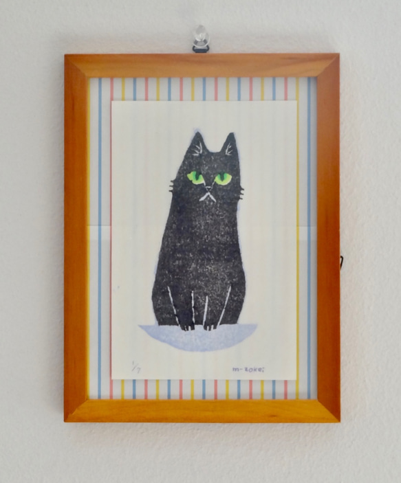 見つめる黒猫 木版画 版画 m-zokei 通販 6866577｜Creema(クリーマ)