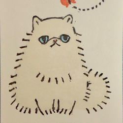 蝶々と猫　木版画 4枚目の画像