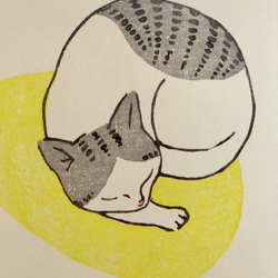 ひるね猫　木版画 7枚目の画像