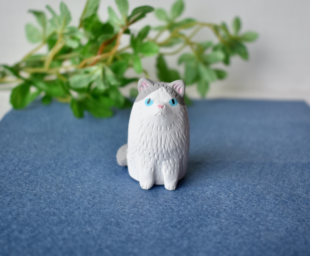 猫の額 ハチワレ アート インテリア オブジェ レア 希少 美術品
