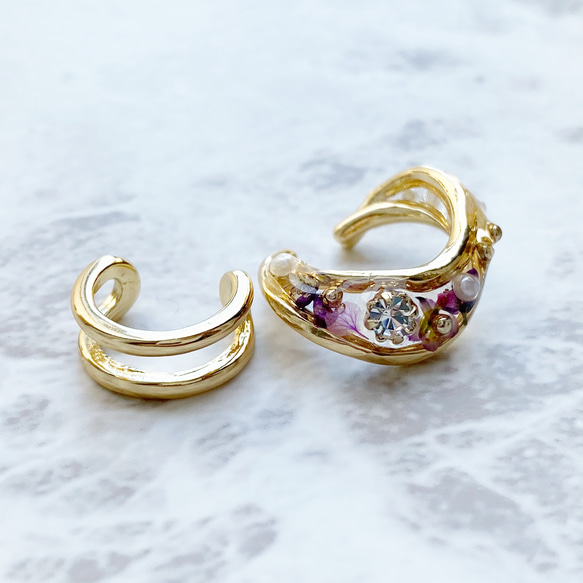 LiSA クラウン イヤーカフ K10イエローゴールド ピアス＆シルバー