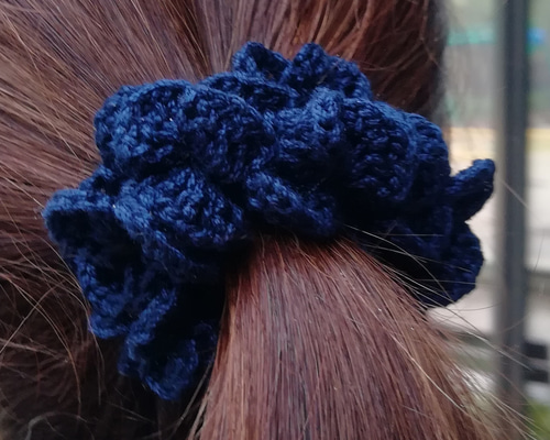 送料無料】ボリュームシュシュ2(ネイビーブルー)(コットン) レース糸