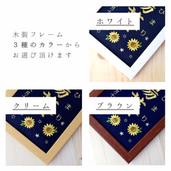 刺繍命名ボード《向日葵 / ネイビー》A5サイズ 命名書 名前旗 出産祝い こどもの日 端午の節句 五月人形 5枚目の画像