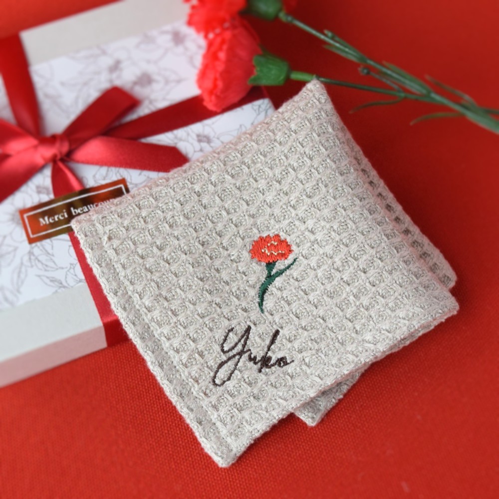 140x200cm クリーム色花刺繍 CARVEN 絹毛布