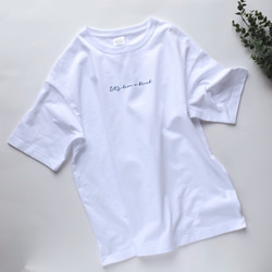 ロゴ刺繍 ビッグシルエットTシャツ《ホワイト》メンズ レディース 親子 キッズ 1枚目の画像