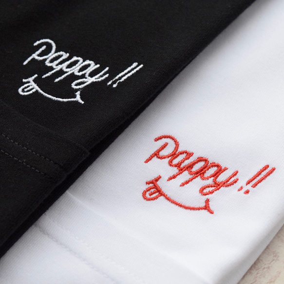 Pappy!!ビッグシルエット 刺繍Tシャツ《ホワイト・ブラック》メンズサイズ  トップス 2枚目の画像