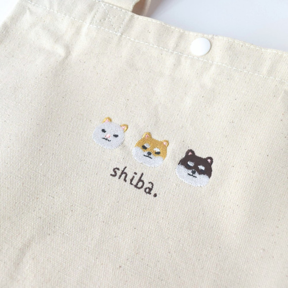 柴犬刺繍のキャンバストート《オフホワイト》お散歩バッグ  エコバッグ 9枚目の画像