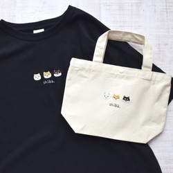 柴犬刺繍Tシャツ&トートバッグセット 《ブラック》メンズ レディース  大人 お弁当　夏の福袋 1枚目の画像