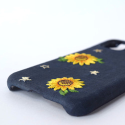 向日葵 刺繍iPhoneケース　リネン スマホケース iPhone12 iPhone13 iPhoneSE ひまわり 夏 7枚目の画像