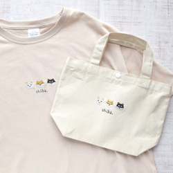 柴犬刺繍Tシャツ&トートバッグセット 《サンドベージュ》メンズ レディース  大人 お弁当　夏の福袋 1枚目の画像