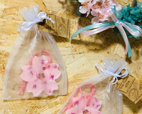 桜のアロマワックスサシェ二個セット キャンドル・キャンドルホルダー