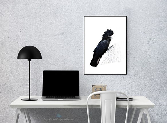 黒オウム ポートレートポスター 鳥オウム好き　A3 ウォールアート モダン おしゃれ 絵 写真 シンプル ミニマリスト 7枚目の画像