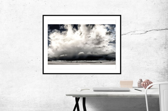 ダイナミックな雲　パノラマ　ワイドアングル　モダンデザイン　壁絵アート　A3　厚紙プリントカードポスター額無し　クラウド 7枚目の画像