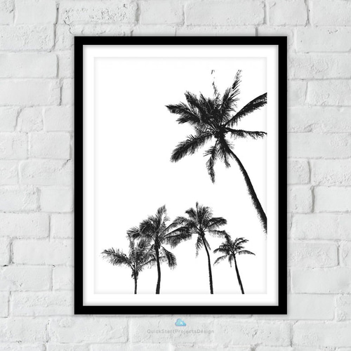 パーム サマー 夏海空 リゾート 海外 白黒ポスター ヤシの木 シンプル