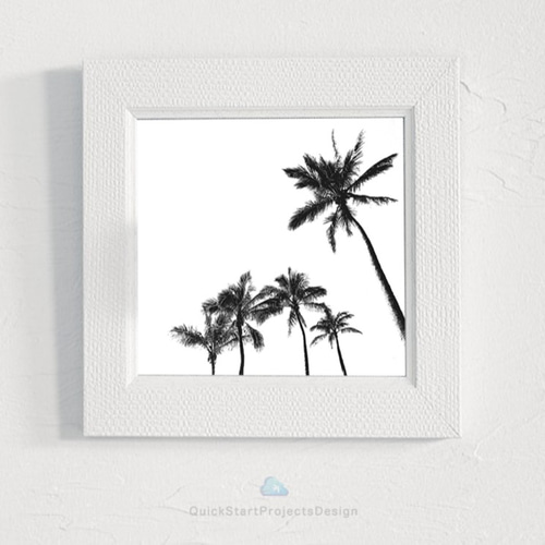 パーム サマー 夏海空 リゾート 海外 白黒ポスター ヤシの木 シンプル