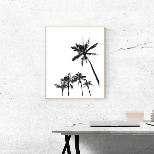 パーム サマー 夏海空 リゾート 海外 白黒ポスター ヤシの木 シンプル