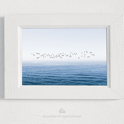 鳥の群れと海と水平線 ポスター ミニマリストモダン 部屋 インテリア シンプル おしゃれ A3サイズ リラックス 3枚目の画像
