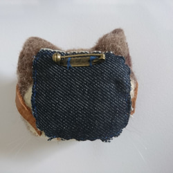 ごーぐるにゃんこブローチ　羊毛フェルト　猫　ブローチ キジシロ　スチームパンク　steampunk 5枚目の画像