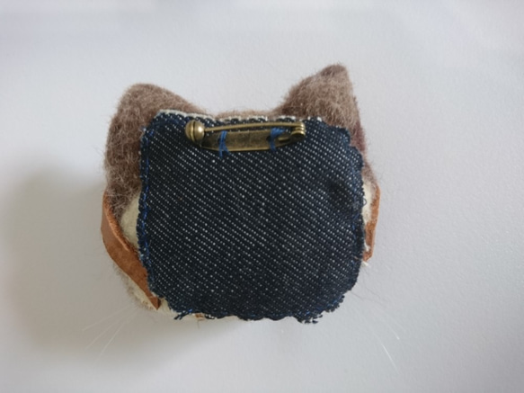 ごーぐるにゃんこブローチ　羊毛フェルト　猫　ブローチ キジシロ　スチームパンク　steampunk 5枚目の画像