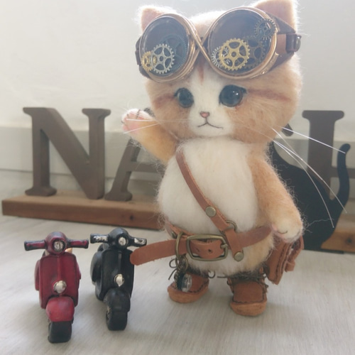 羊毛フェルト☆スチームパンク風 猫さん 羊毛フェルト☆スチームパンク風 猫さん 羊毛フェルト☆スチームパンク