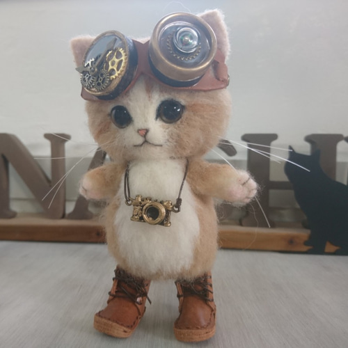 mori 作家 羊毛フェルト テディベア ハンドメンド ぬいぐるみ 猫