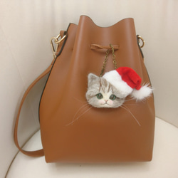 聖誕老人Nyanko胸針＆袋魅力2way羊毛感覺貓脖子聖誕雜項商品 第4張的照片